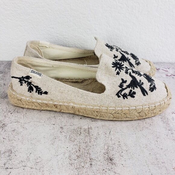 Soludos Espadrilles Shoes Embroidered Canvas Jute Bohemian Resortwear size 9 - Picture 5 of 13